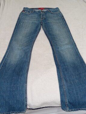 Vintage Hollister Bootcut Jeans Jr 7 Long Blue Med Wash Y2K 2000 Button Fly